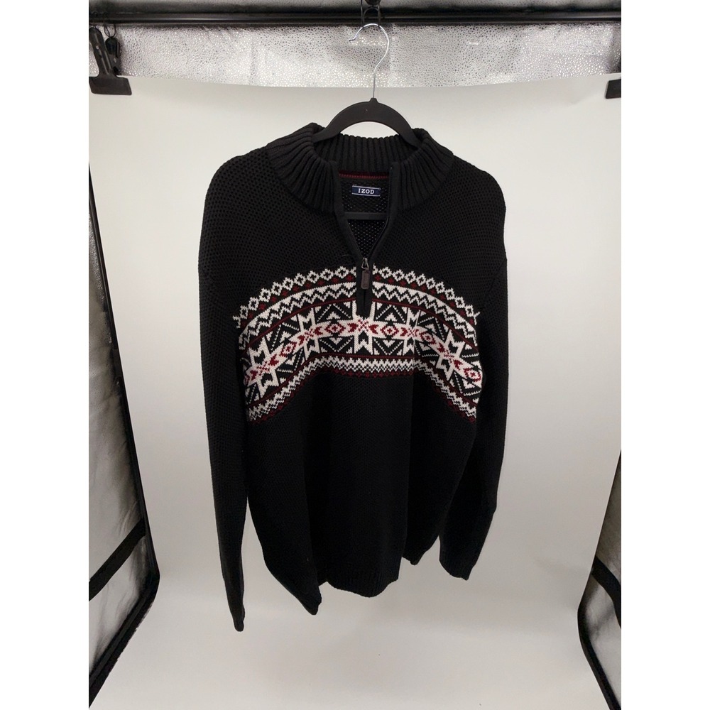 Izod Black and White Patterned Men's Sweater